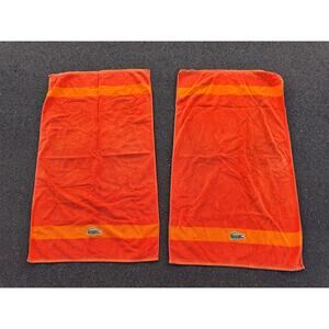 Lacoste - Set of 2 Orange Bath Towels Alligator Crocodile Logo